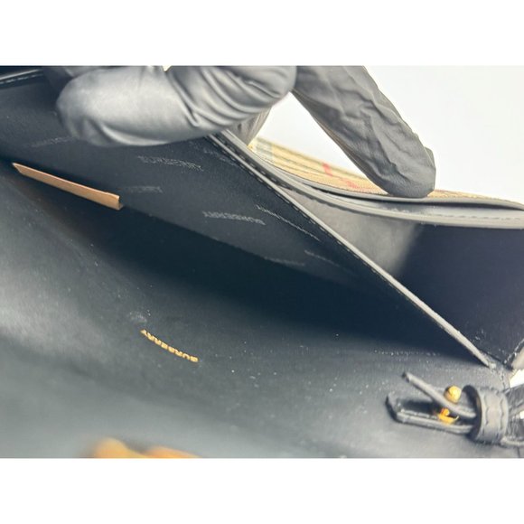 Burberry Hampshire Canvas Compact Leather Check Pattern Shoulder/Crossbody Bag A - Picture 8 of 16